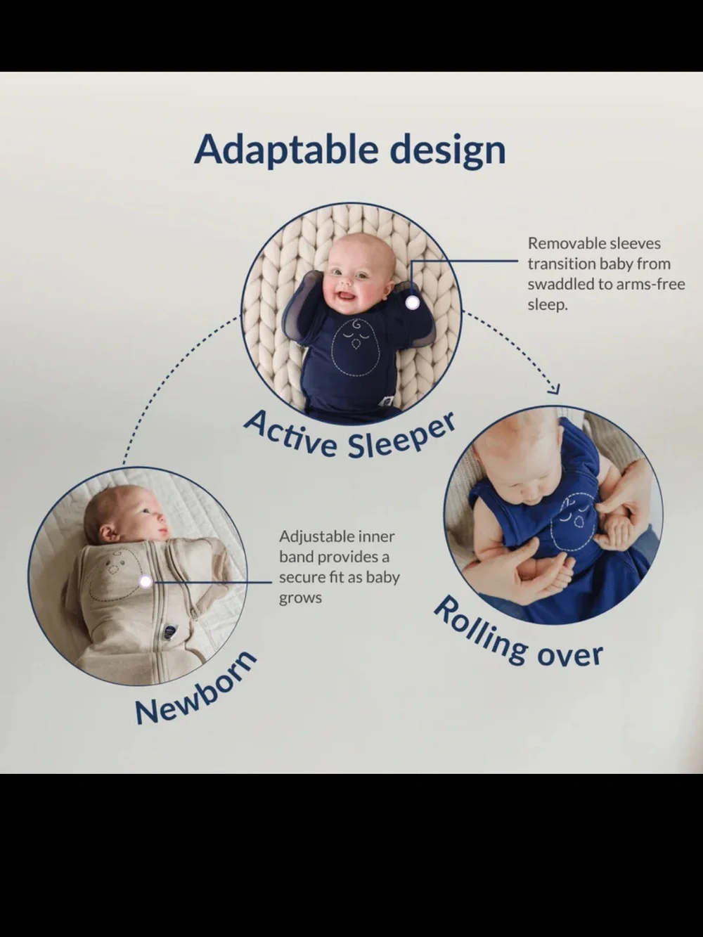 Nested Bean Navy Infant Sleep Sack Zen One Classic